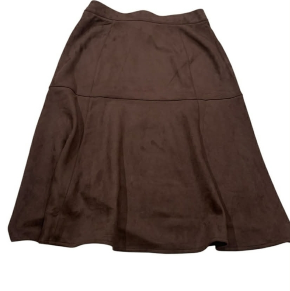 ​Marc New York Espresso Faux Suede Midi Skirt XL Dark Academia Belted A-Line - Picture 5 of 10